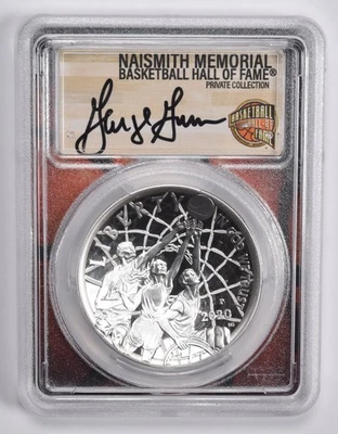 PR70 2020-P GEORGE GERVIN SIGNED Basketball HOF Commemorative Dollar PCGS *0382 - Image 1 of 4