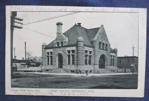 1906 Fremont Nebraska Post Office Postkarte & Flaggenstempel - Bild 1 von 2