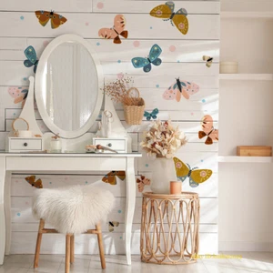 Large Wall Stickers Colorful Butterfly Wave Point Wall Decals Sticker Removable - Picture 1 of 4