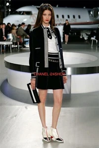 2PC NWOT  CHANEL 08C VINTAGE CC LOGO JACKET SKIRT SUIT FR42 US10 - Picture 1 of 14