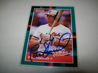 1988 DONRUSS THE ROOKIES PETE STANICEK SIGNED AUTO #15 BALTIMORE ORIOLES - Image 1 of 2