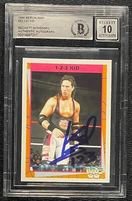 1-2-3 KID X-PAC SIGNED 1995 MERLIN WWF #53 BECKETT WITNESSED AUTO GRADE 10 217 - Image 1 of 2