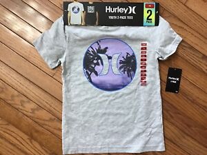T-shirt à manches courtes imprimé graphique Hurley Youth Boy neuf taille 7-8 (T18-20)