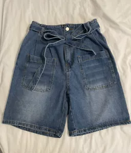 Pantalones cortos de mezclilla Bohme ~ Bolsa de papel de cintura alta talla A - Imagen 1 de 5