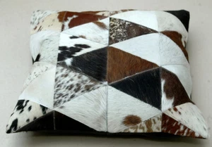 New COWHIDE Cushion Covers Leather Pillow Patchwork Cushion # 99(18"x18") - Picture 1 of 4