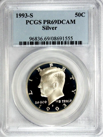 1993-S Silver Kennedy Half Dollar PCGS PR 69 DCAM #GA3-55 Cover