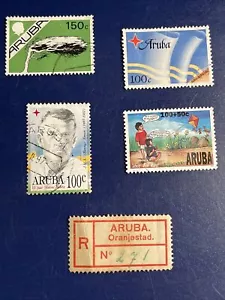 Aruba 1986-1996 Various 5 Pcs Stamps, 1 Mint, 3 Cancelled Not Used - Picture 1 of 8