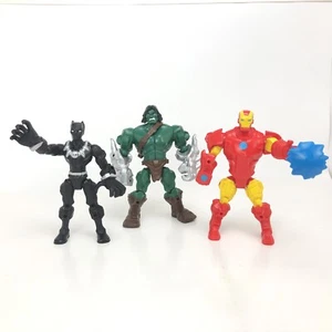 Super Heroes Marvel Mashers 6" Avengers Iron Man Black Panther Hulk Figure Lot - Picture 1 of 12