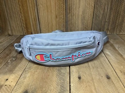 Champion Waist Belt Crossbody Fanny Pack Sling Bag Logo Gray Pink Spell out - Image 1 of 4