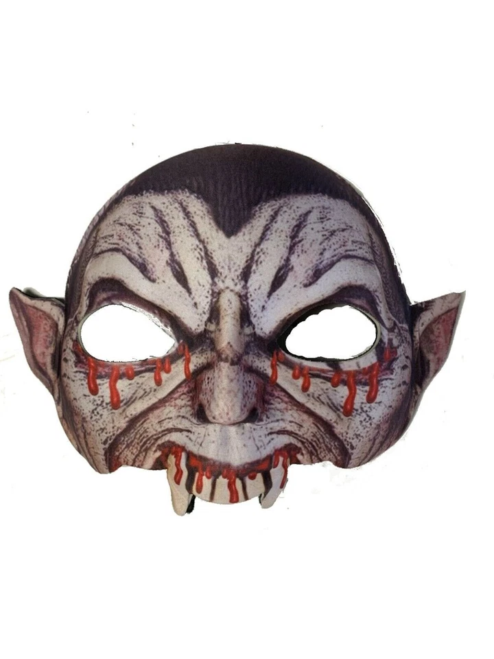Media máscara facial con banda elástica con banda elástica con calavera de Drácula sangrienta para adultos disfraz de Halloween Foto 1 de 1
