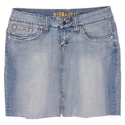 Falda Denim Hidráulica 9/10 Juniors Mujer Corta Azul Jean Elastizada Dobladillo Crudo 33x17 Foto 1 de 4
