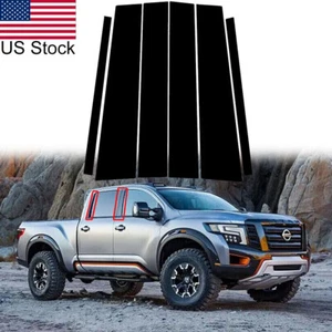 6pcs Black Pillar Post Door Window Cover Trim For 2004-15 Nissan Titan Crew Cab - Picture 1 of 14