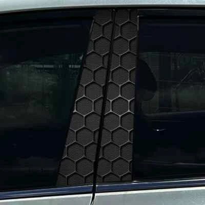 2x Schwarze Wabe Sechseck Auto B-Säule Aufkleber Mitte Säule Dekoration - Bild 1 von 4