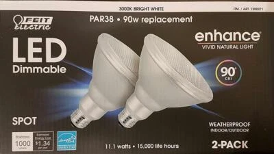 NIOP Feit PAR38 Spot 11.5W (90W Replacement) Dimmable LED Bright Light Bulb 2-PK - Image 1 of 4