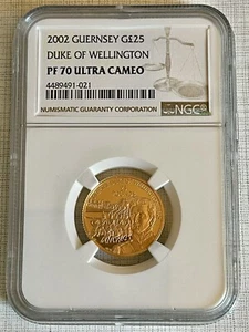 Guernsey 2002 Duke of Wellington 25 Pounds Gold NGC PF70 ULTRA CAMEO SKU# 7029 - Picture 1 of 2