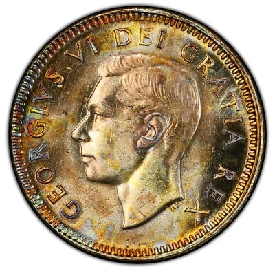Canada - 1949 George VI 10 Cents- PCGS MS64 - INCREDIBLE COLOR - Image 1 of 4