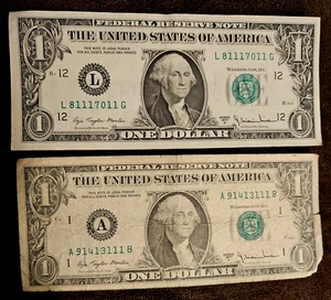Liar's Poker $1 Dollar Bills~TWO~2~TWO ~ Five of a Kinds~"1's"~ACES! 81117011 - Picture 1 of 2