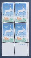 US Stamps, Scott #1098 Whooping Cranes 3c plate block of 4 1957 VF/XF M/NH