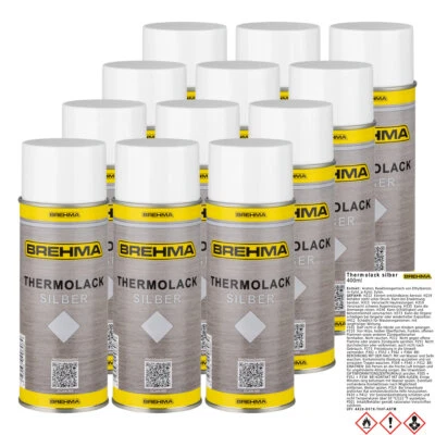 12x Thermolack Ofenlack Auspufflack hitzebeständig silber bis 600°C Spray - Bild 1 von 3