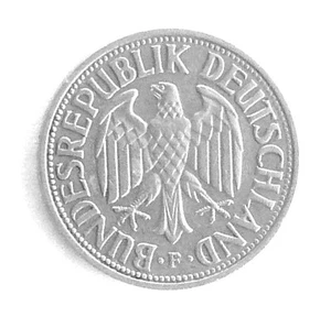 Germany - Federal Republic 1 Mark 1955F Stuttgart Excellent Condition KM# 110 - Picture 1 of 7