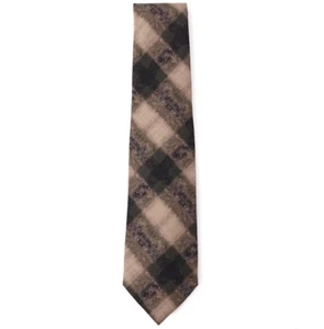 NWT $295 ISAIA NAPOLI Green and Tan Printed Check 100% Cashmere Tie - Picture 1 of 4