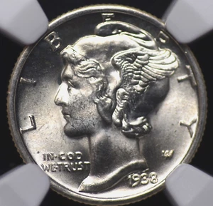 1938 S MERCURY DIME NGC MS 65 FULL BANDS LUSTROUS WHITE SATIN OVER A FULL STRIKE - Picture 1 of 6