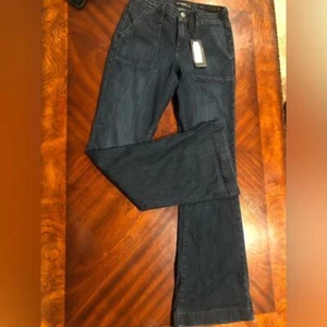 NWT just black denim cargo flames flare women's jeans size 26 - Picture 1 of 9