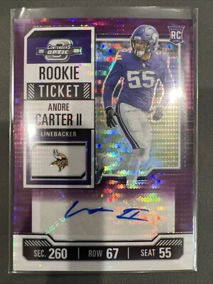 2023 Contenders Optic FOTL Andre Carter II Rookie Auto Purple Pulsar Auto /21 🔥 - Image 1 of 2