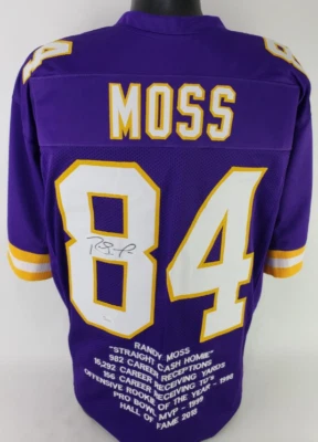 Randy Moss Signed/Autographed Minnesota Vikings Custom Stat Jersey (JSA) - Image 1 of 4