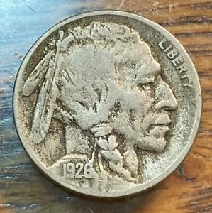 1926-D Buffalo Nickel Nice Original Choice VF Reverse Cud Error SAFERSHIP CHN - Picture 1 of 2