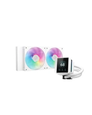 DeepCool MYSTIQUE 240 ARGB White 5th Gen Liquid Cooler with 2.8” LCD Screen - Image 1 of 4
