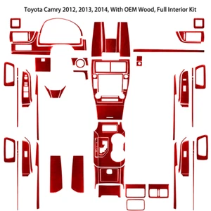 88Pcs Red Carbon Fiber Full Interior Kit Cover Trim For Toyota Camry 2012-2014 - Picture 1 of 24