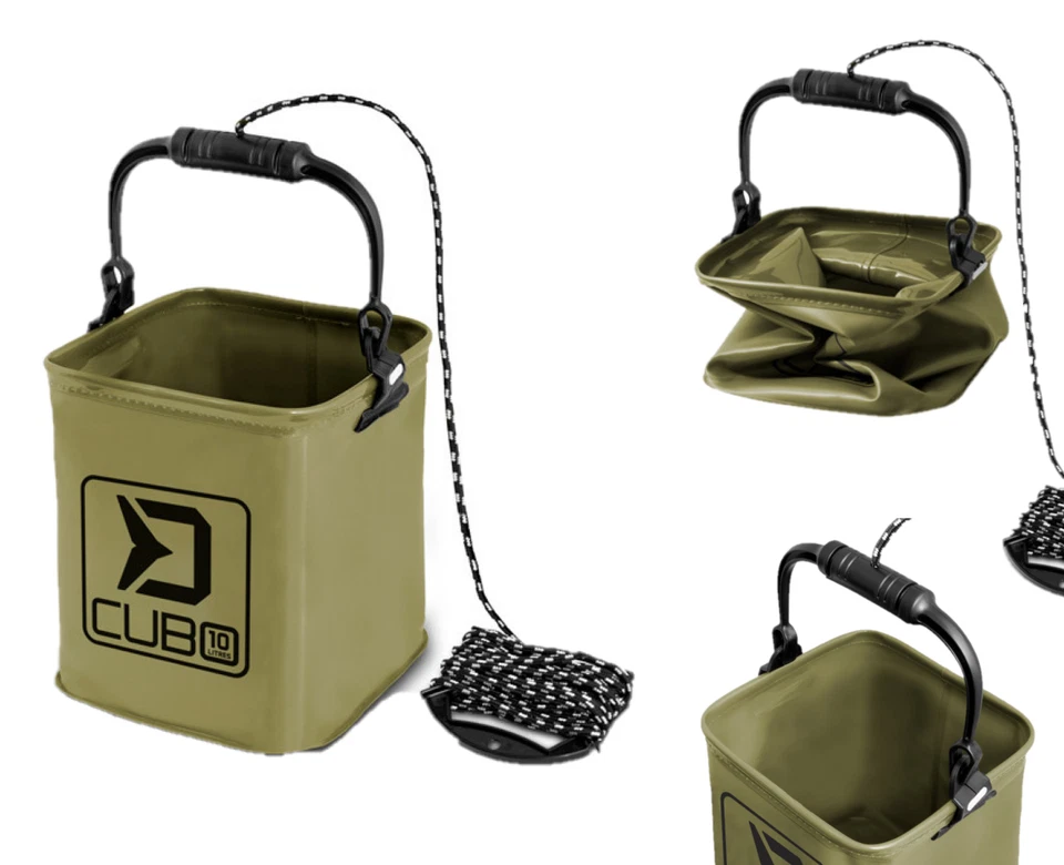 Falteimer 5L und 10L  mit Seil wasserdicht Delphin CUBO Grundfutter Angeleimer - Bild 1 von 4