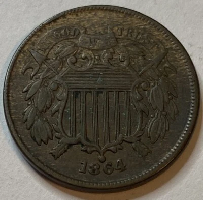 1864 - US 2 Cent Piece - XF -Exact Coin Imaged #2C37 - Image 1 of 2