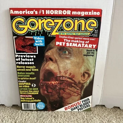 Gorezone Horror Magazine #8 1989 Pet Sematary Suspiria Luther Geek-Posters G6 - Image 1 of 3