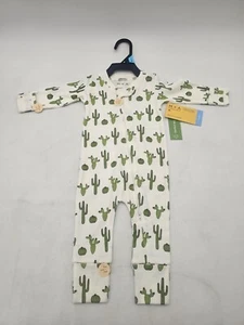 Monica + Andy Organic Cotton Long Sleeve Baby 1 Piece Coverall CACTUS 3-6 MONTHS - Picture 1 of 5