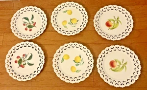 New Anthropologie Set of 6 Chantilly Plates- 2 Lemons, 2 Peaches, & 2 Cherries - Picture 1 of 5
