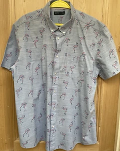 Easy Men's shirt s/s XL blue with bird design (12/10) - Picture 1 of 5