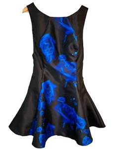 NWT MILANO FORMALS Women's  Black/Blue COCKTAIL Dress Size 14 (Orig $148) E2028  - Picture 1 of 17