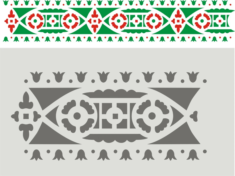 Tulpenborde - Wandschablone, Schablone, Malschablone, Bordüre, Malerschablone - Bild 1 von 1