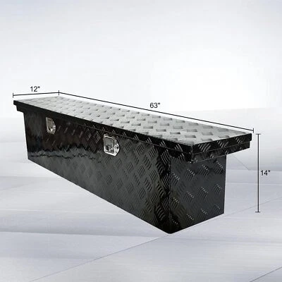 63"X12"X14" Aluminum Heavy Duty Pickup Truck Bed Tool Box Trailer Storage + Lock - Image 1 of 4