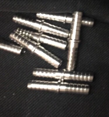 #1/4” STAINLESS STEEL BARBED UNION/SPLICER FITTINGS . BAG OF #25 - Image 1 of 2