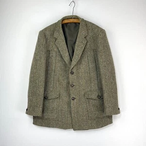 Harris Tweed Jacket Mens 44R Green Wool Dunn & Co Norfolk Hacking Sports Blazer - Picture 1 of 16