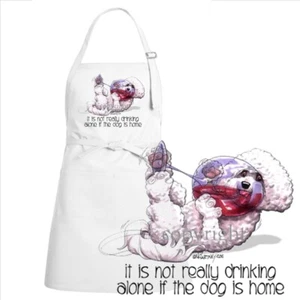 Delantal de chef de cocina Bichon Frise raza de perro dibujos animados arte no beber vino solo - Imagen 1 de 2