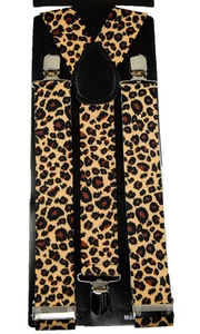 Tirantes elásticos con clip unisex para hombre con tirantes en Y marrón leopardo ancho 1 1/2" - Imagen 1 de 1