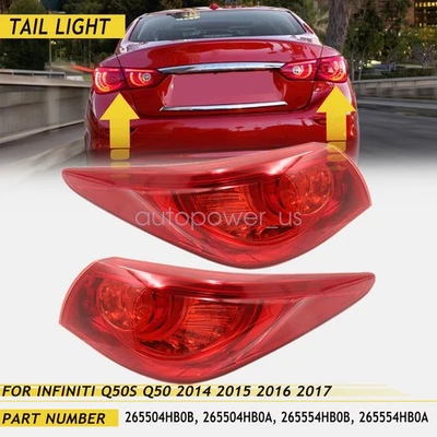 2Pcs For 2014 2015 2016 2017 Infiniti Q50s Q50 Rear Outer L + R Side Tail Light - Изображение 1 из 4