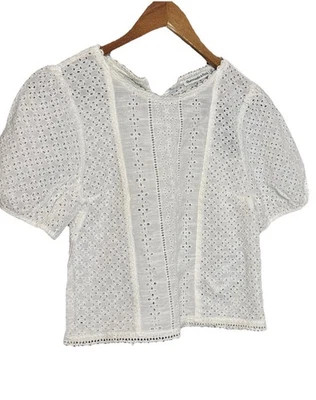 Top Abercrombie & Fitch Blanco Ojales Encaje Crochet Cottage-core NUEVO CON ETIQUETAS XS Foto 1 de 4