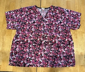 *FLAW* Tafford Scrub Top Valentine’s Hearts Women’s Plus Size 2X Short Sleeve - Picture 1 of 5