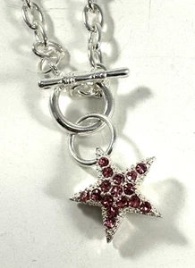 TBOT Star pink crystal pendant silver chain 18" Necklace Claire’s Jewelry - Picture 1 of 4
