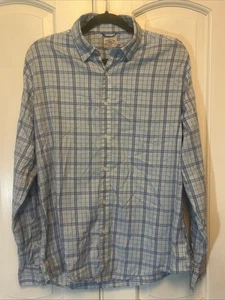 Faherty Movement Shirt Size Large Long Sleeve Blue Plaid - Picture 1 of 5